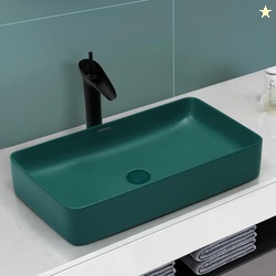 Plantex Ceramic Basin/Tabletop Wash Basin for Bathroom/Rectangle Over 