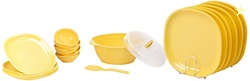SignoraWare BPA Free Plastic Square Dinner Set | Microwave Safe | Unbr