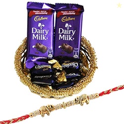 SFU E Com Designer Elephant Rakhi with Chocolate Gift Hamper for Broth