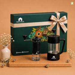 Kofihaus Coffee Brewing Kit Gift Set with Manual Coffee Grinder & Fren