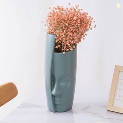 SATYAM KRAFT 1 Pcs Face-Shaped Vase for Home Decor, Living Room, Offic
