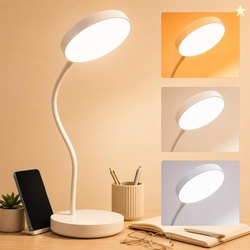LED Desk Lamp with Touch Sensor On/Off, USB Rechargeable Study Light, 