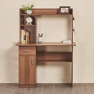 Quadro NXT Study Desk with Flap | Engineered Wood, Walnut Finish | Bro