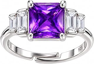 925 Sterling Silver Adjustable Ring for Women | Square Princess Cut Pu