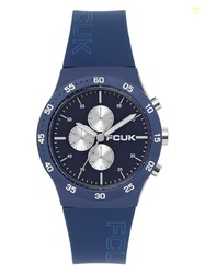 FCUK METROME FW25 Unisex Analog Watch, 39mm Blue Silicone Strap, Matt 