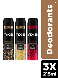 AXE Men Set of 3 Deodorant Spray 215ml each - Gold Temptation + Dark T