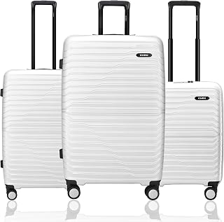 HRX Kyoto 3-Piece Luggage Set White Polypropylene Hard Shell Suitcase 