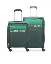 Aristocrat Commander Set of 2 Soft Case (S+M) Trolley Bags, Green Spac