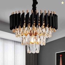 DREAMY DESIGNS Chandelier Lights for Ceiling Black Gold 400 MM 3-Tier 