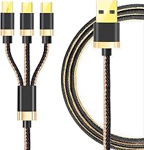 MKU3I1 3 Amp 3 in 1 Nylon Braided Multi Charging Cable Multiple USB Ph