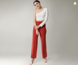 KOTTY Women Polyester Blend Solid Trousers