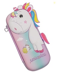 Crackles 3D Unicorn Stylish Print Hardtop EVA Pencil Pouch Case for Bo