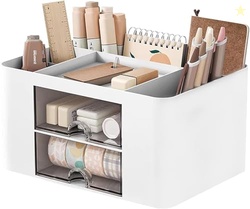 UCRAVO Plastic Multi-Functional Desk Organiser with 5 Compartments and