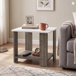 Echo 2-Tier Center Table & Side Table - Modern Dual-Tone Coffee Table 