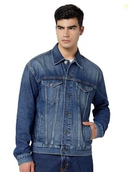 Men Blue Denim Trucker Jacket