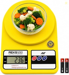 ANT AEKS100 Electronic Kitchen Scale, Yellow | Digital Food Weighing S