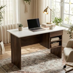 Aris Study Table with Drawer & Storage Shelves, Modern Dual-Tone Offic