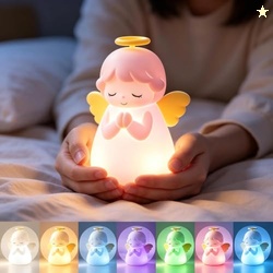 Dimmable Angel Silicone Lamp Warm Glow Angel Night Light Adjustable Si