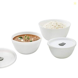 Opalware Serving Bowl Set with Lid | Microwave & Dishwasher Safe | Bon