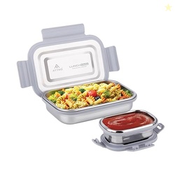 ATTRO Lunchmate Stainless Steel Lunch Box with 1 Small Container Airti