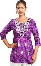 Sanisa Women's Rayon Chikankari Embroidery Short Straight Kurti (479K2