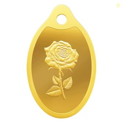 MMTC PAMP 24K 999.9 Purest Rose Engraved Gold Pendant, 2 Gram gold bar