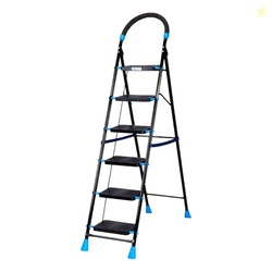 Curvo-Foldable Step Ladder, Ribbed Steps, Knee Guard, Non-Marring PVC 