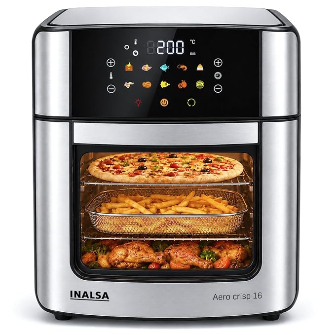 INALSA Air Fryer Oven|16L, 1800W|Stainless Steel Body12-in-1 Functions
