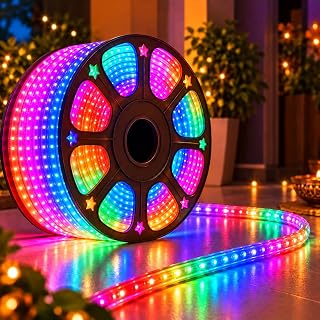5 Metre Multicolour LED Rope Light for Diwali Decoration, Flexible Ben