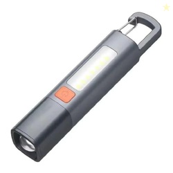 LED Flashlight Rechargeable Hand Torch With Telescopic Zoom And Carabi