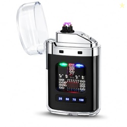 USB Rechargeable Dual Arc Lighter with LED Display Windproof Flameless