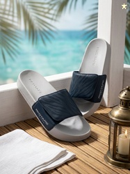 RED TAPE Men Slides (Grey, Navy , 7)