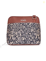 ZOUK FloMotif Floral Printed Vegan Leather Black Out Of Office Sling B