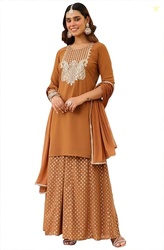 Janasya Women Kurta with Sharara & Dupatta Set
