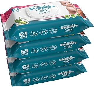 Amazon Brand - Supples Baby Wet Wipes with Lid | 288 Wipes | 72 Wipes 