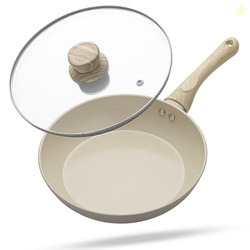 Forged Aluminum Fry Pan 24cm, Beige, Ceramic Coated, Gas & Induction F