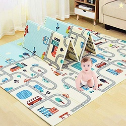 Tarkan Extra Large Reversible Baby Play Mat, BPA Free Learning & Crawl