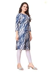 Womens Crepe Kurti | Straight Fit | Knee-Length | Crew Neck | 3/4 Slee