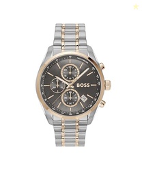 BOSS Grand Prix 44 Qtz Fashion Chrono Grey Round Dial Men's Watch|Two 