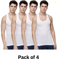 Dollar Pack of 4 Dollar Lehar Men Combed Cotton Round Neck Vest -...mo