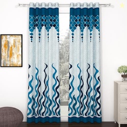 MollisHomes Door Curtains 9 Feet Set of 2, Abstract Sky Blue & Blue | 