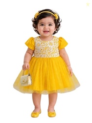 Pspeaches Girls Dupion Short Sleeves Round Neck Solid 1 Piece Dress|We