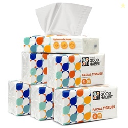 IMECO Good Habbit 2 Ply Facial Tissue 600 Pulls | 100 pulls x 6 Packs 