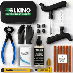 OLKINO 12-in-1 Tubeless Tyre Puncture Repair Kit for Cars & Bikes | He