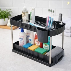 HomeWiz Sink Organizer 2-Tier | Under Sink Storage Organizer | Kitchen