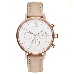 MVMT Nova Qtz Multifunction White Round Dial Women's Watch|Nude Leathe