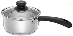 Amazon Brand - Solimo Stainless Steel Saucepan with Glass Lid | Induct