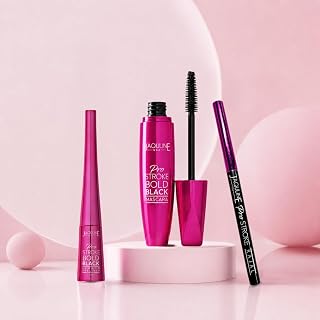 JAQULINE USA Bold Black Eye Makeup Combo | 24H Black Kajal, 24H Liquid