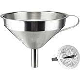 Multipurpose Stainless Steel Funnel with Removable Strainer  11CM Wide