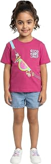 Girls 100% Cotton Graphic Printed Half Sleeve T-Shirt | Age 2-10 Years